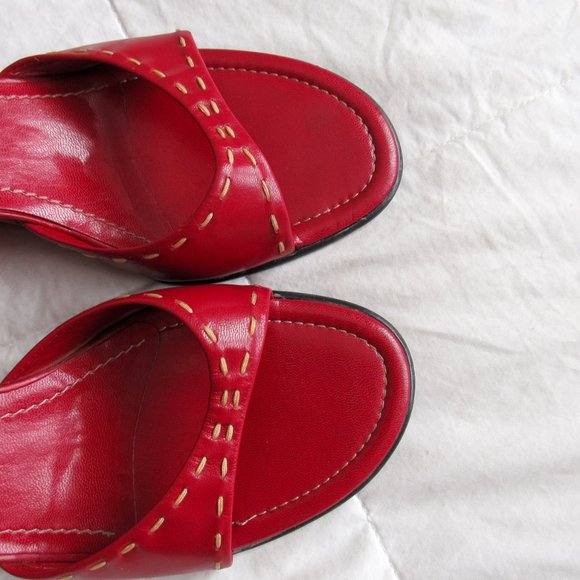 FRANCO SARTO Red Ankle Strap Wedge Heels Open Toe Sandals Sexy Chic Pair! - Picture 10 of 13